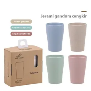 Gelas Wheat Straw Set Cangkir Plastik Warna 4 In 1 Cups Wheat Cup Set Toothbrush Cup VS-14