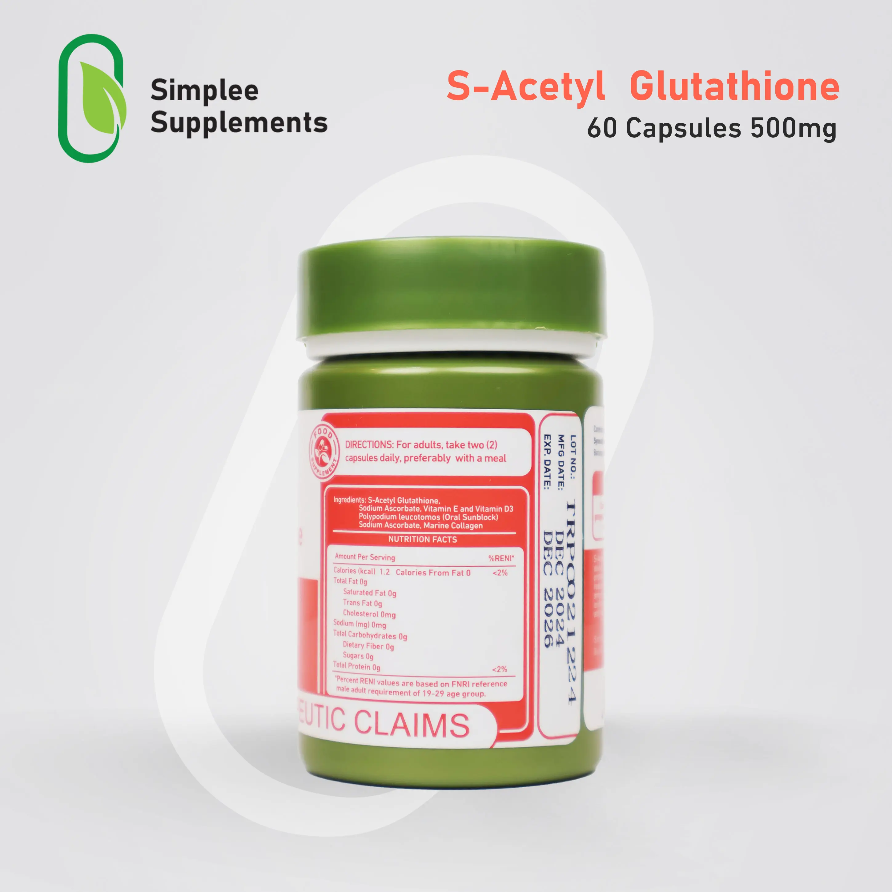 BUY 1 GET 1] Simplee S-Acetyl Glutathione Capsule Supplement – Support  Cellular Health, Boost Immunity, Enhance Skin Radiance & Promote  Detoxification with Advanced Antioxidant Protection