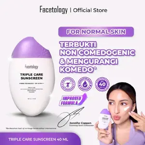 READY FACETOLOGY TRIPLE CARE SUNSCREEN 40PA+++ hybrid sunscreen Extract Mencerahkan Wajah