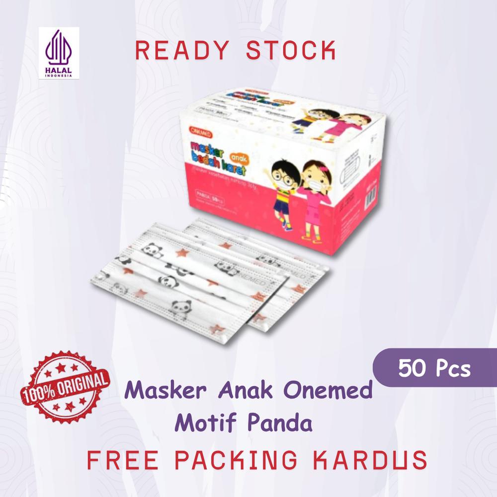 Masker Medis Karet Anak ONEMED Box Isi 50 Pcs Fashion - Panda