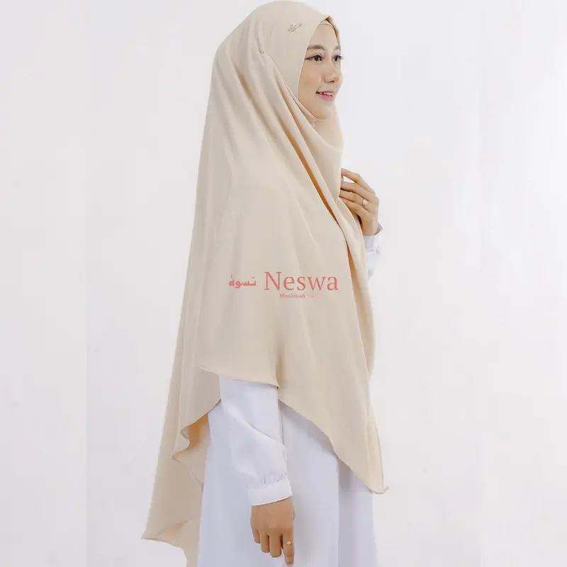 NESWA French Khimar Instan Free Cadar Tali Syari Crinkle Airflow Premium Instan Hijab Traveling FK Antem Panjang Cantik 3
