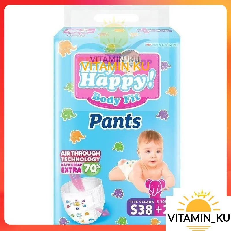 POPOK BABY HAPPY PANTS S40 M32 L28 XL26 XXL24 DIAPERS CELANA #VITAMINKU 3