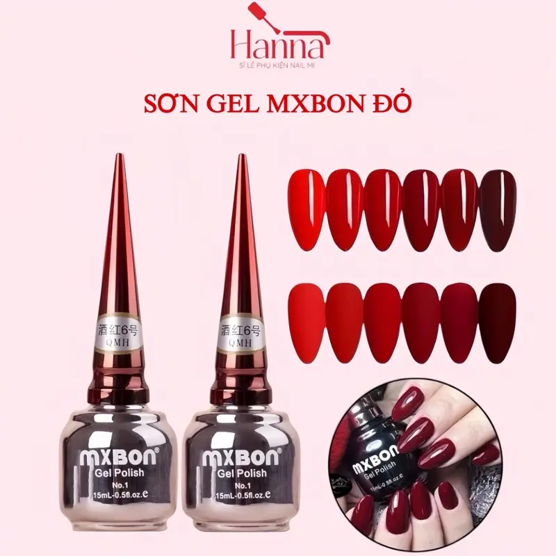 Sơn gel Mxbon Đỏ lên chuẩn màu [tách lẻ màu] Nữ