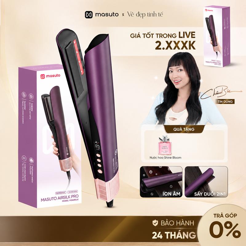 Máy sấy duỗi tóc đa tầng 2in1 Masuto Airsilk Pro HA, Sấy Khô Và Duỗi Mượt Chỉ Trong 1 Bước, Công Nghệ Ion Âm Bảo Vệ Tóc Bóng Mượt