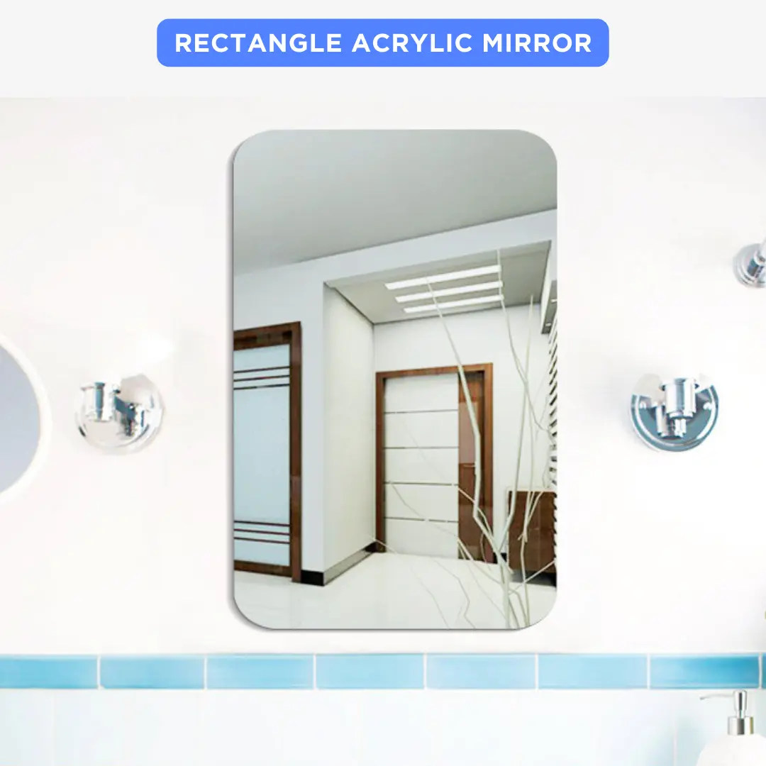LEVO Cermin Akrilik DIY Bathroom Wall Acrylic Mirror Waterproof 10x15cm - L02 - Silver