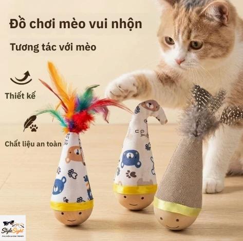 Đồ chơi mèo lật đật tự chơi giải trí, tiêu hao thể lực, cần câu lông vũ cho mèo