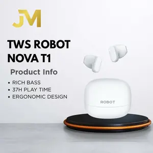 ROBOT TWS Nova T1 Headset Bluetooth 5.4 Earphone Wireless with Gagang Mini 2 cm