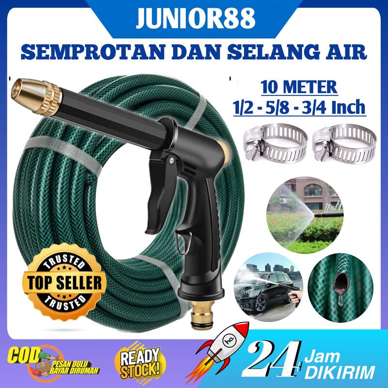 Sepaket Semprotan New Semprot Taman Steam Cuci Mobil Motor - Selang Air Serat Benang Cuci Motor Mobil 2MM - Selang Air Plus Nozzle Semprotan Model Hitam 1