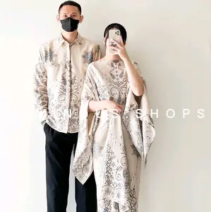 Baju Couple Cream Hitam Couple Kemeja Batik Kebaya Couple Baju pesta Kebaya Wisuda Kebaya Premium setelan batik couple Hitam Kebaya Cream