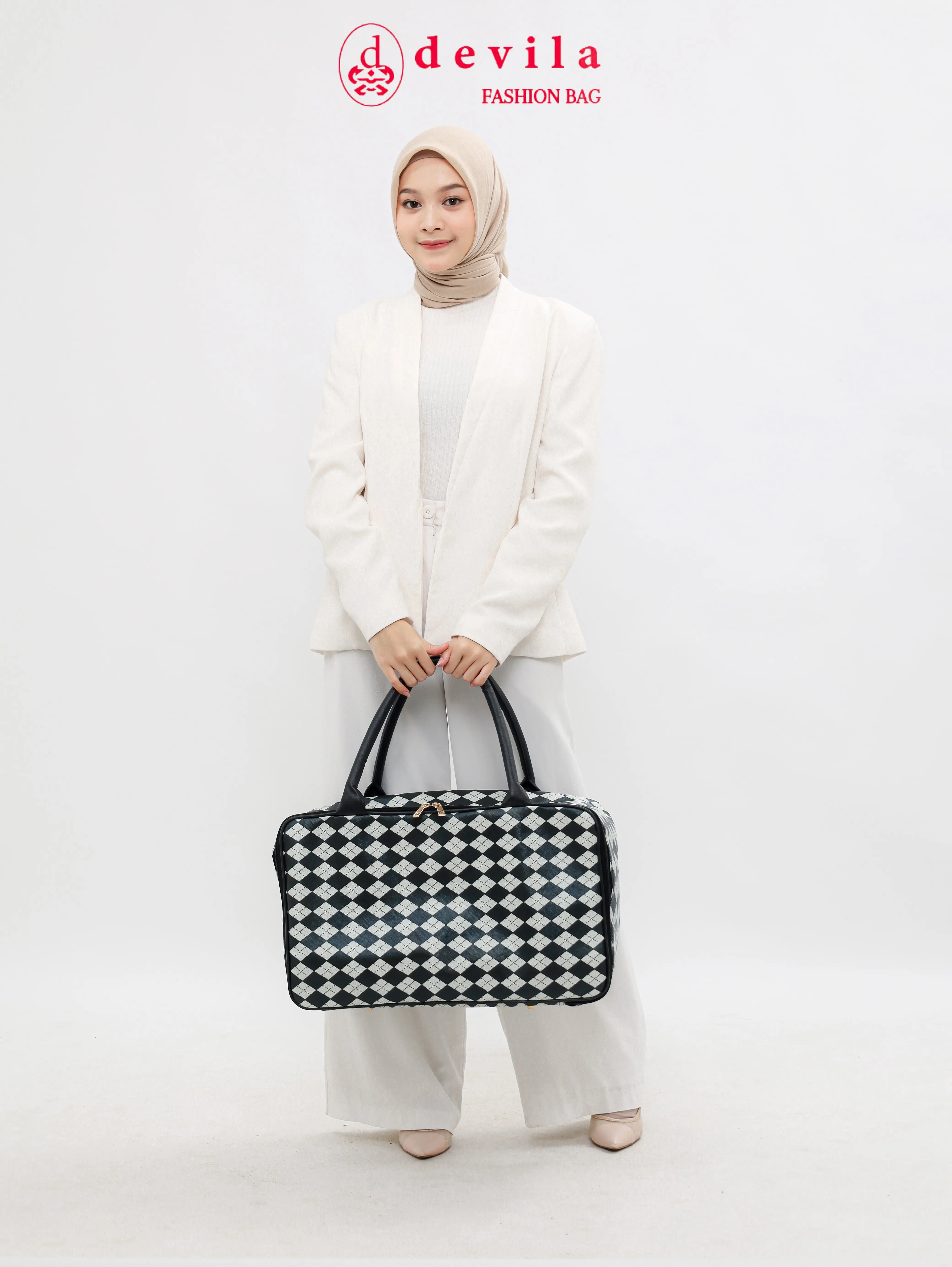 DEVILA DIAMONDY JUMBO SIZE WATERPROOF TRAVEL BAG - Tas Koper Motif Terbatas Mewah Murah Wanita