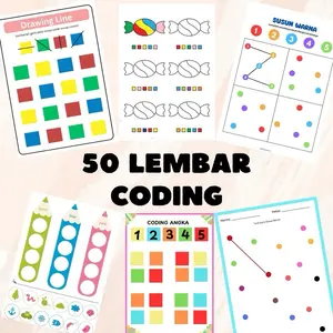 Coding worksheet anak PAUD TK SD isi 50 lembar