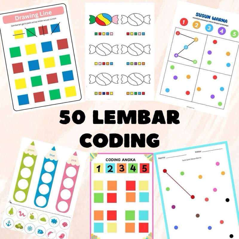Coding worksheet anak PAUD TK SD isi 50 lembar - Shop | Tokopedia