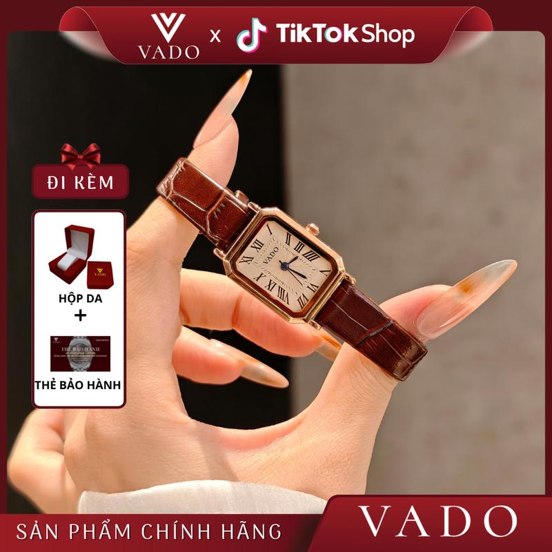 LIVE - DH82012V Đồng Hồ Nữ Mặt Vuông Sang Trọng Dây Da Phong Cách Đơn Giản Và Thanh Lịch - DH82012VADO