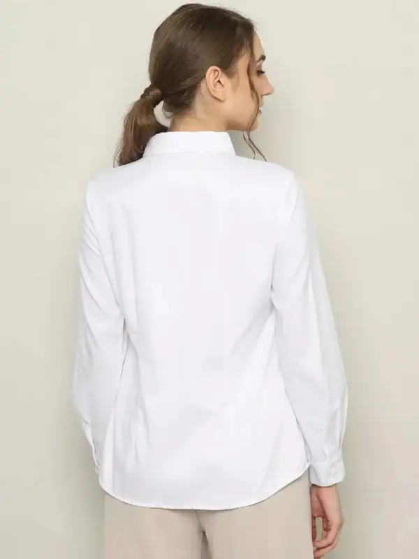 Justblack Kemeja Cewek Slimfit Lengan Panjang Polos Bahan Katun Toyobo Premium Terbaru 4