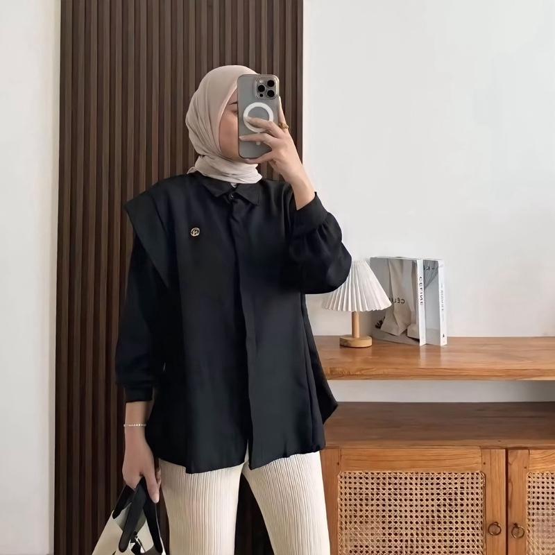 ANDINI BLOUSE SHAKILA ATASAN WANITA TERBARU (FREE BROS) kemeja  polos atasan wanita kekinian baju kerja wanita viral Basic Tangan  Panjang 4