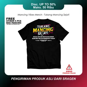 [ PROMO SPESIAL ] Kaos Mancing Vibes Tukang Mancing Sejati Bahan Katun Combed 24s Premium Free Stiker & Box Pancing Mini