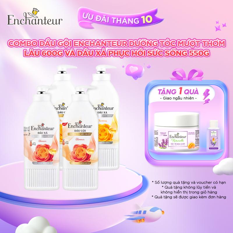 [Chảnh Beauty] Combo tiết kiệm: Dầu gội ENCHANTEUR Charming 600g Tặng Dầu xả 550g (Không Hiện Giỏ)  + Tẩy Da Chết 50g (Quà không hiện giỏ)