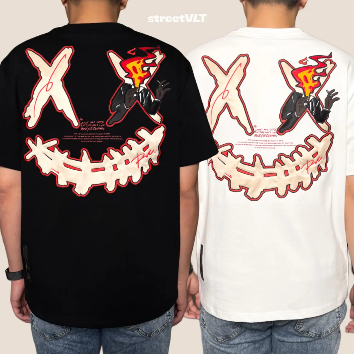 RIC Ricky is Clown Flame Man Haunted Hood Embroidered Exclusive Tee