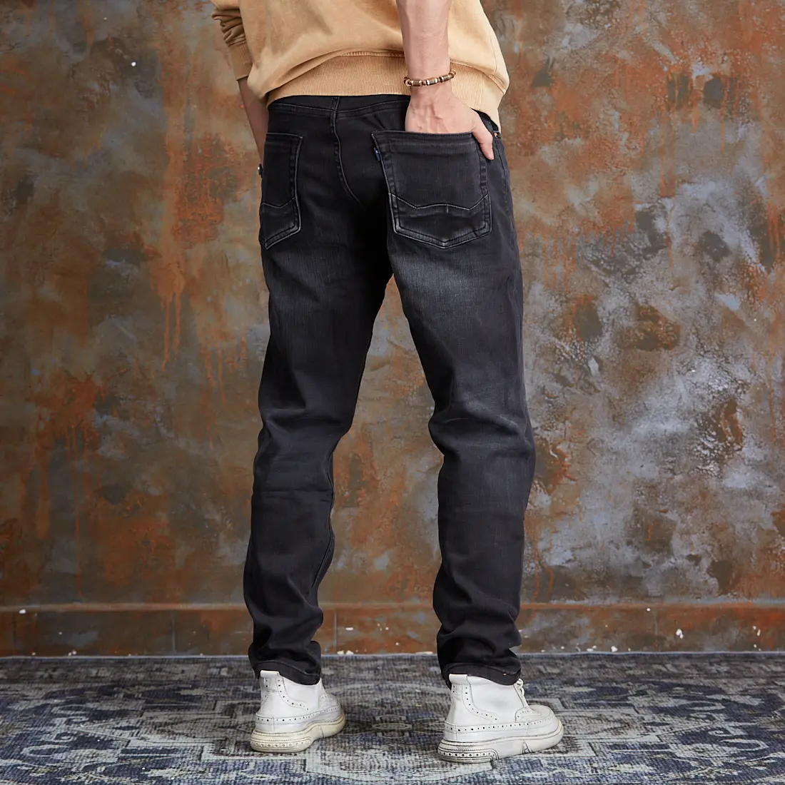 Mã số 5028, Quần Jean Nam, Dáng Ôm, Màu Xám Đen, Chất Liệu Denim Co Giãn, Phong Cách Giản Dị Dành Cho Đàn Ông Trưởng Thành Menswear Pants