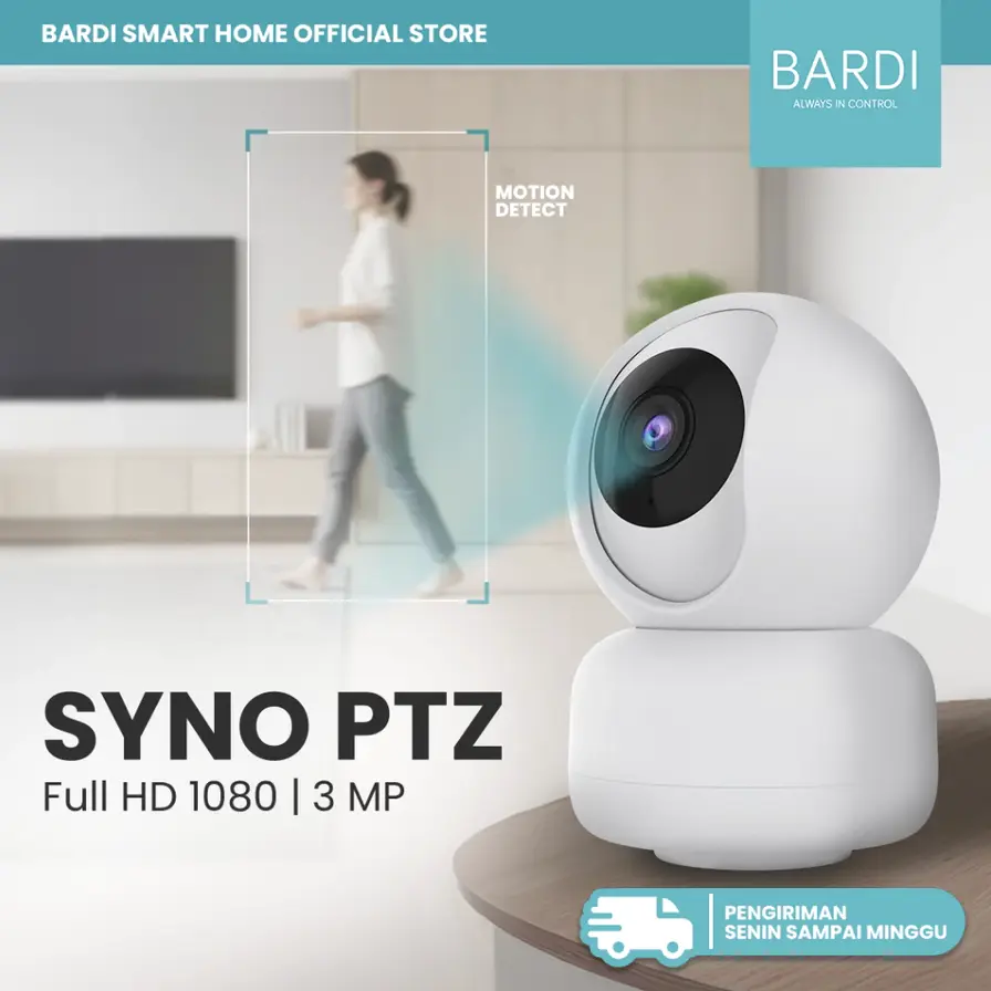 BARDI Smart IP Camera Indoor PTZ Syno Full HD 1080p 3 MP dengan Motion Tracking & Auto Night Vision