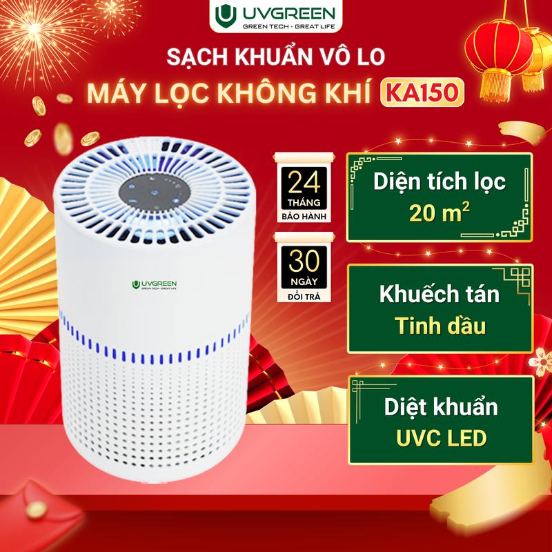  Máy Lọc Không Khí Diệt Khuẩn UVGREEN KA150 20m2 - UVC LED Hiện Đại Làm Sạch Không Khí Phòng Ngủ Gia Đình Bộ Lọc HEPA H13 Chống Vi Khuẩn - Phun Xông Khuếch Tán Tinh Dầu - Bảo Hành Chính Hãng 24 Tháng 