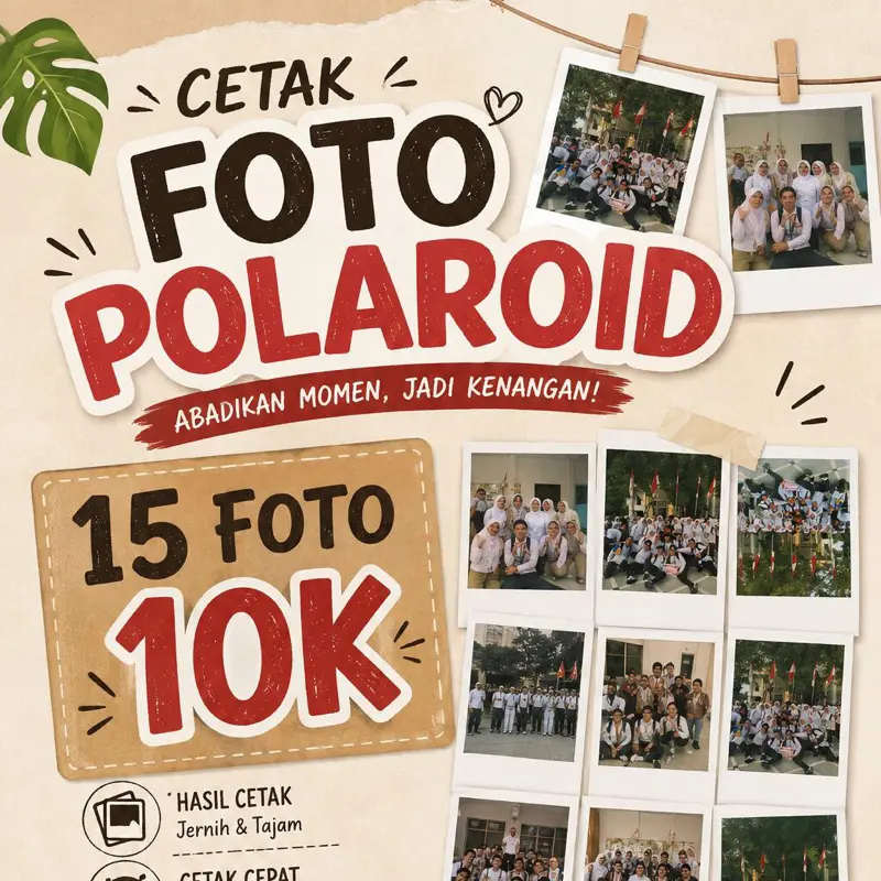 Cetak Foto Polaroid Langsung Jadi Ukuran 2R Abadikan Momen dengan Temanmu 15 25 30 Foto