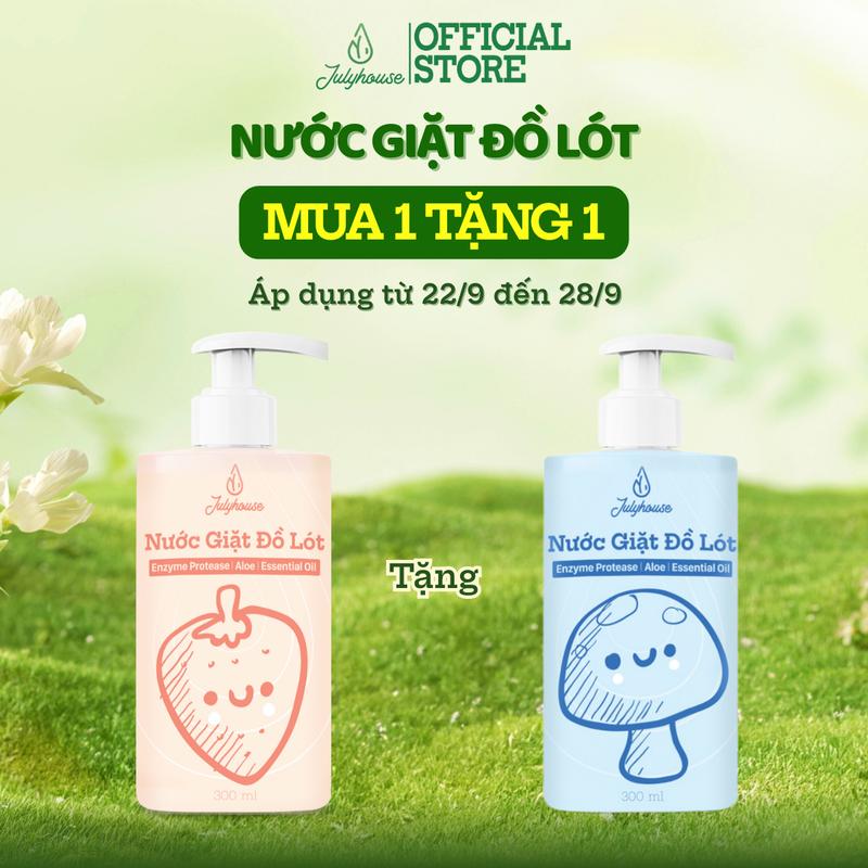 NƯỚC GIẶT ĐỒ LÓT JULYHOUSE 300ML CHIẾT XUẤT TỪ LÔ HỘI VÀ TINH DẦU BẠC HÀ THƠM MÁT, LÀM SẠCH VẾT BẨN, DỊU NHẸ DA TAY