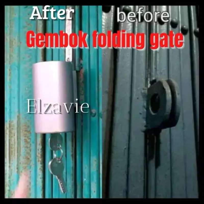 Elzavie Kunci Gembok Bambu Folding Gate Anti Maling Gembok Lipat Elzavie untuk Perlindungan Tambahan