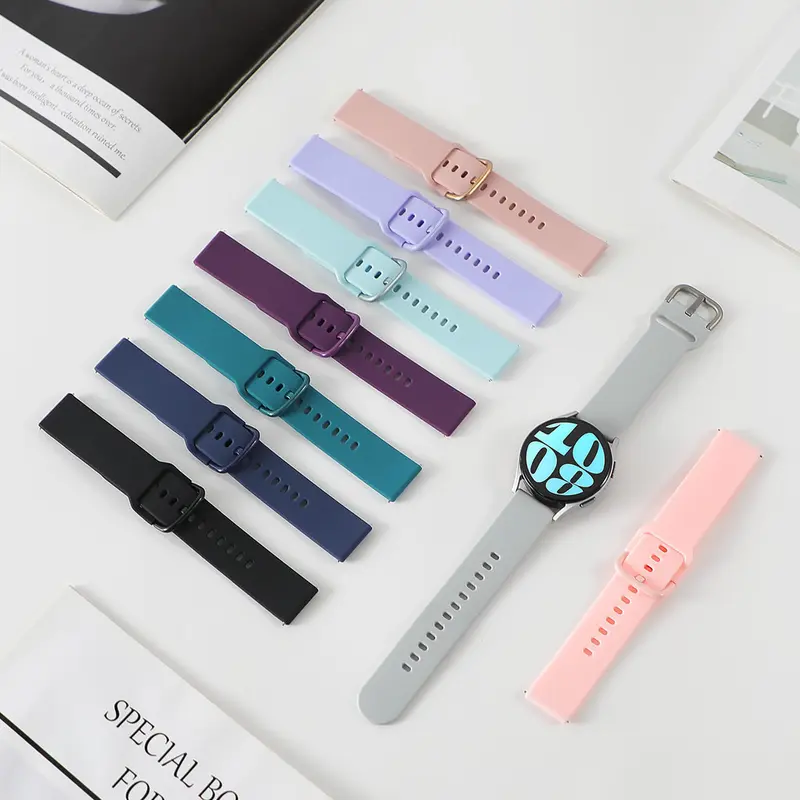 20mm/22mm Rubber Strap for Samsung Galaxy Watch 7/FE/6/5/4 40mm  44mm/Classic/Active 2/Gear S3, Yellow 20mm watch band