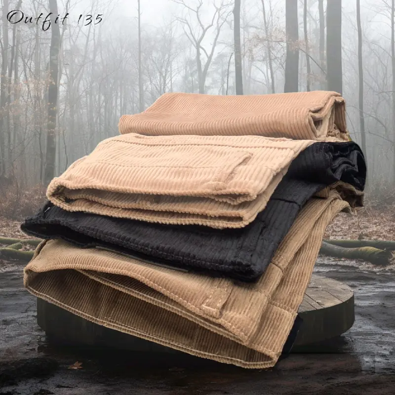 Celana Corduroy Pria Oversize Celana Panjang Corduroy Celana Oversize Corduroy Gombrong Skinny Hitam Casual Loose 4