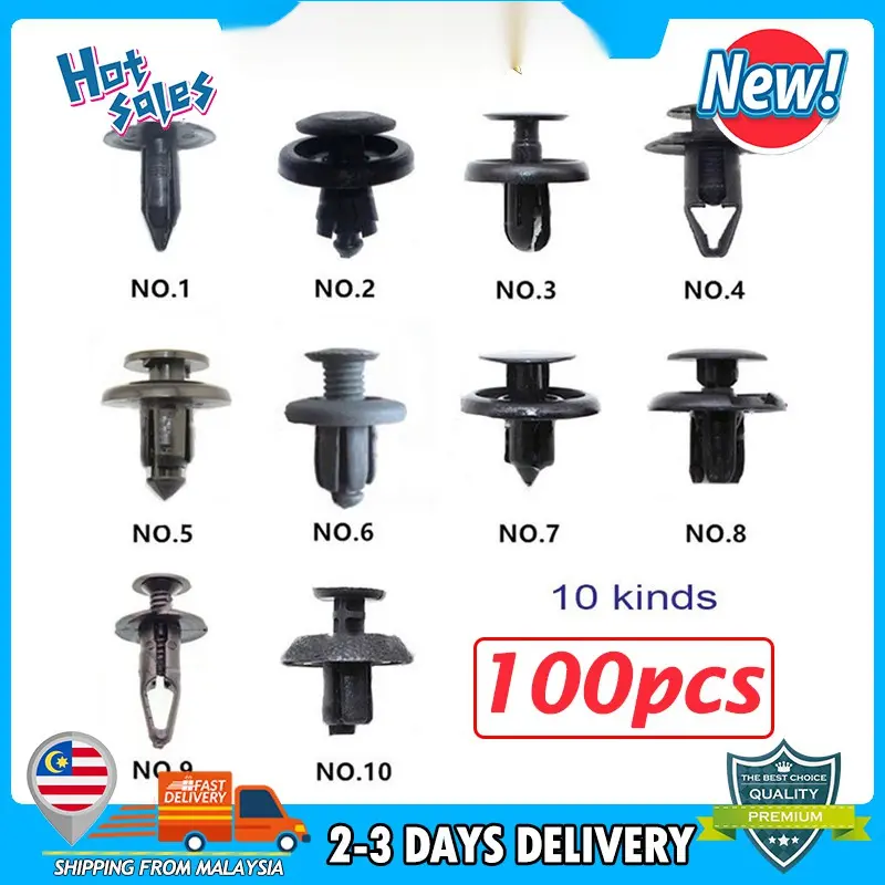(COD)[Ready Stock]100pcs Auto Plastic Bumper Clips Trunk Screw Rivets Set Honda Toyota Proton Perodua Accessories Automotive Car Interior
