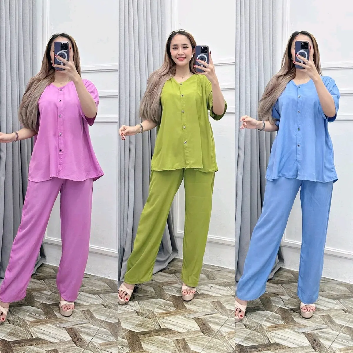BAJU SETELAN WANITA LD110 RAYON I CPKV l ONESET PIYAMA WANITA SANTAI BUSUI TERLARIS LENGAN Panjang