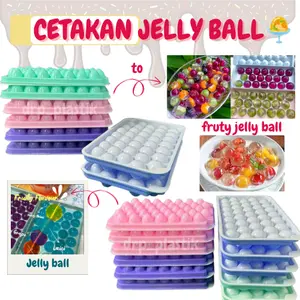 (6pcs) Cetakan Es Batu / Cetakan Jelly / Cetakkan Serbaguna /Cetakan Es Batu Bulat isi 38 Besar / Ice Cube Tray/ Cetakan Jelly / CETAKAN ICE BALL TRAY ALEXISH / cetakan jelly ball Plastik Silikon Hijau Cream Kitchenware