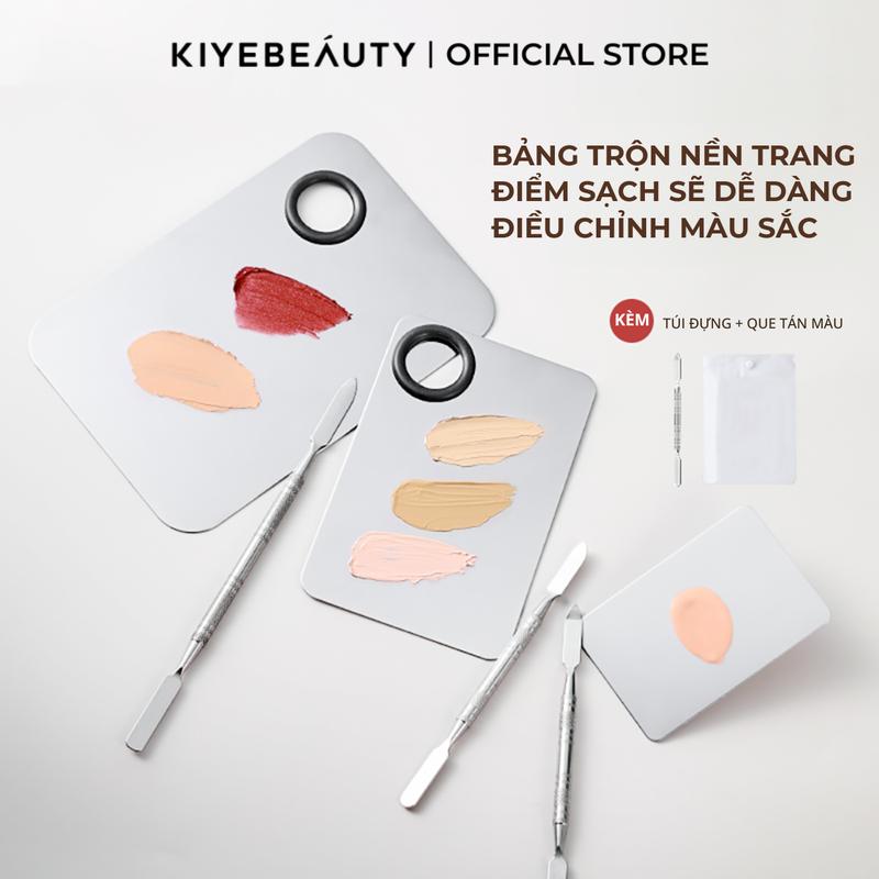 Bộ Dụng Cụ Khay Trộn Tán Kem Nền KIYE Bằng Thép Không Gỉ Sáng Chính Hãng Kèm Cây Trộn