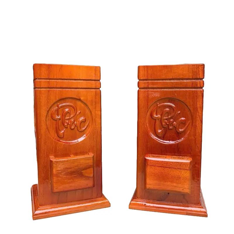 ( Mẫu PhÚC - LỘC -THỌ) ống đựng nhang có chỗ để hộp quẹt gỗ tự nhiên