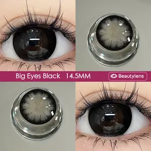 Big Eye Black Contact Lens Hitam Soflen Beauty Lens Softlens Lensa Berwarna Lensa mata Meguro Besar Ukuran 14.5mm