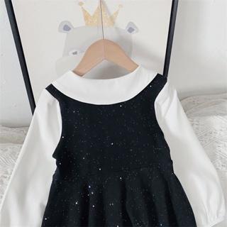 KFO58-Dress Anak Perempuan Gaun Pesta Lengan Panjang Elegant Black Glitery 3