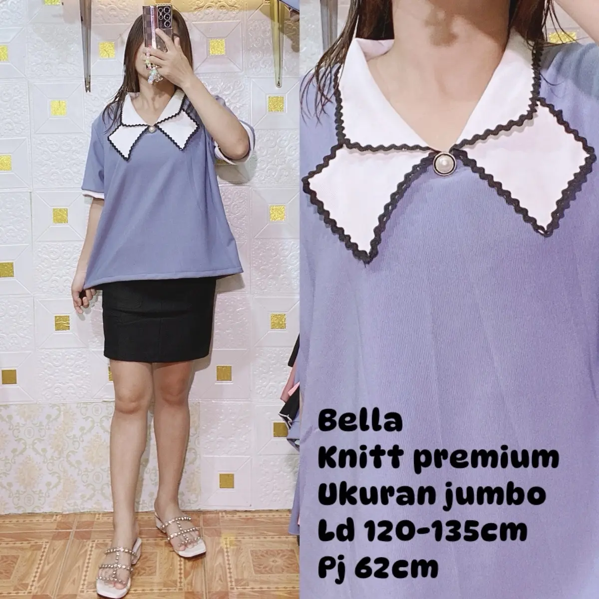 Jaddmei “ Bella pita oversize/baju jumbo wanita/atasan knitt jumbo Casual