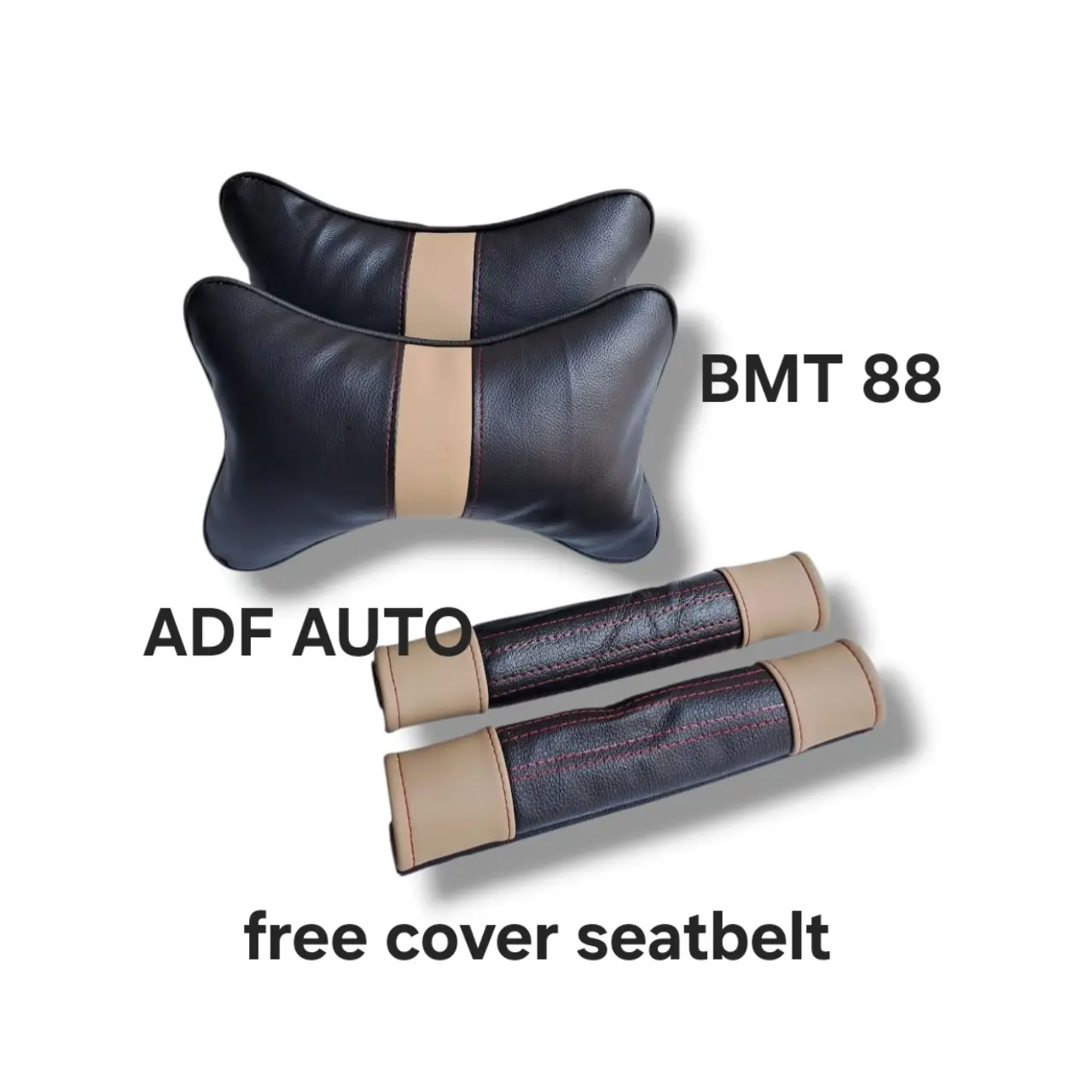 Bantal mobil free cover seatbelt motif garis tengah / bantal leher mobil / bantal sandaran leher kepala mobil