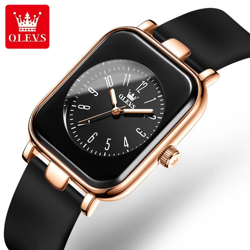 OLEVS Đồng hồ nữ chính hãng chống nước Nguyên bản Thời trang Đồng hồ vuông màu đen 9961 Watch Women
