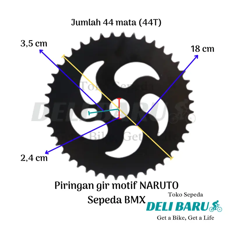 Delibaru Piring gir motif NARUTO piringan gir 28T 32T 36T 40T 44T sepeda BMX engkol gir langsung 5