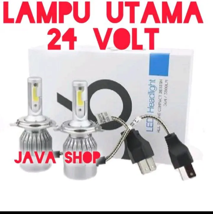 Lampu LED Utama Depan 24 Volt H4  High Low Warna Putih 72 WAT  Truk Bus Fuso Canter Tronton PnP BA20D Jauh Dekat Dim Hi Lo Kaki Tiga Truck Bis Car