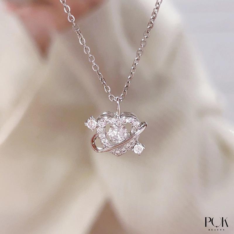 Dây chuyền nữ, Vòng Cổ Nữ, Chất Liệu Thép Titan Không Gỉ, Không Phai Màu, Không Thấm Nước, Trang Sức nữ, Mặt dây chuyền xương đòn tình yêu, Thiết Kế Độc Đáo Tình Yêu Thông Minh Lấp Lánh, Thích Hợp Cho Bé Gái, Một Mảnh, Tặng Kèm Hộp Và Quà Tặng Miễn Phí Wo