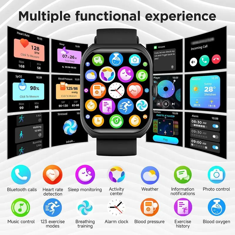 SKMEI B59 Smart Watch Model baru | Layar TFT melengkung 2,01 inci | Tahan air 1ATM | Panggilan Bluetooth | Wallpaper kustom jam tangan pintar Pemantauan kesehatan jam tangan pintar Jam tangan pria Jam tangan wanita 3