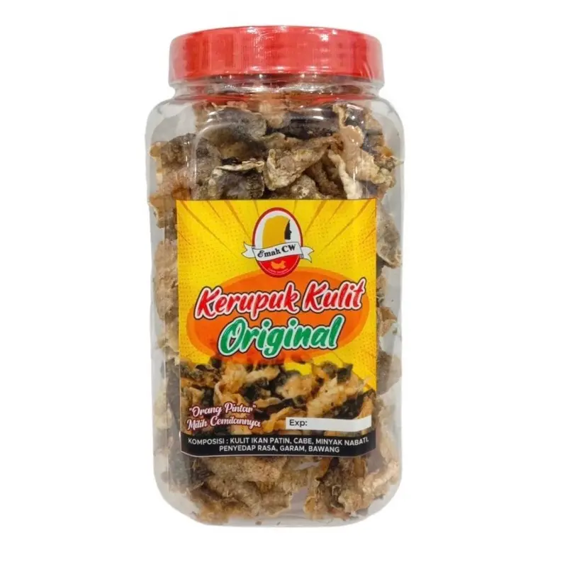 Emak Cw - Kerupuk Kulit Ikan Original / Pedas Camilan Snack Fish Cemilan Makanan Food