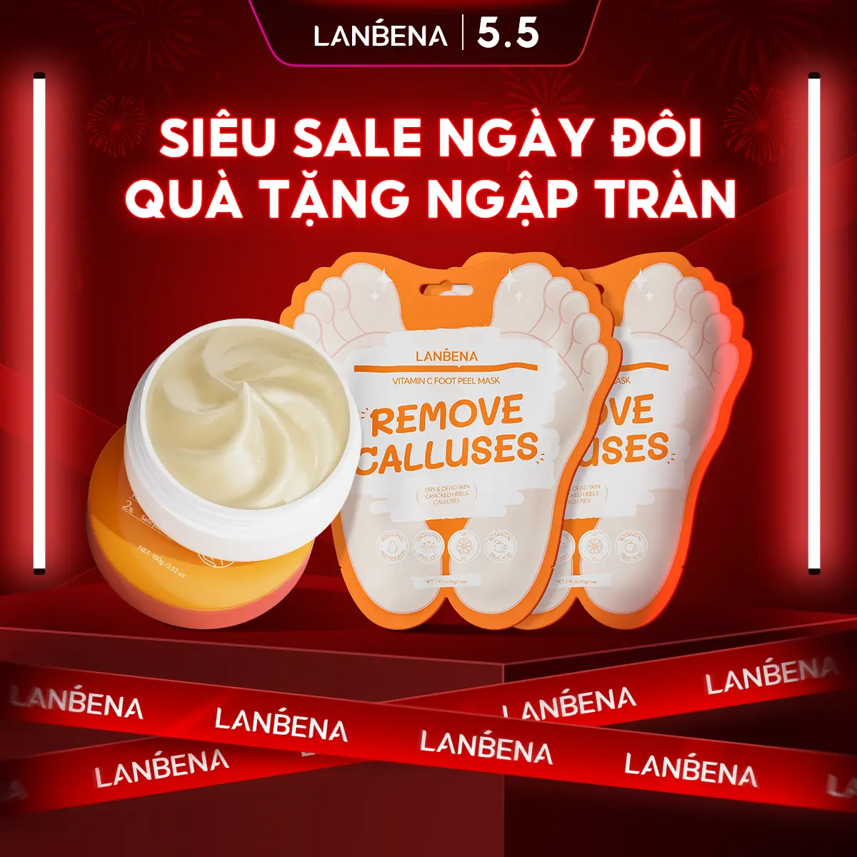 【LIVE】COMBO 2 Mặt Nạ Chân Và Kem Dưỡng Da Chân Lanbena LANBENA Hỗ Trợ Làm Sáng Da Cải Thiện Làn Da Xỉn Màu Nuôi Dưỡng Và Giữ Ẩm Da Cho Đôi Bàn Chân 100g