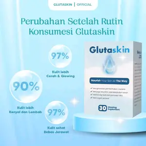 Glutaskin Glutathione Pemutih Kulit 97% Lebih Cerah & Glowing 90% Lebih Kenyal dan Lembab 97% Bebas Jerawat