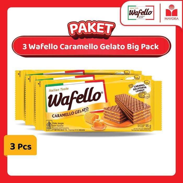 Gambar Paket 3 Wafer Wafello Caramello Gelato Big Pack dari Mayora Kota Administrasi Jakarta Barat Tokopedia