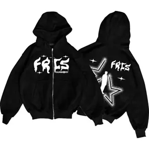 Zipper Hoodie Boxy Star Jaket Oversize Terbaru Unisex Pria & Wanita