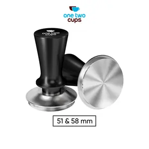 One Two Cups Tamper Kopi Espresso Flat Base Spring Loaded - FEN59